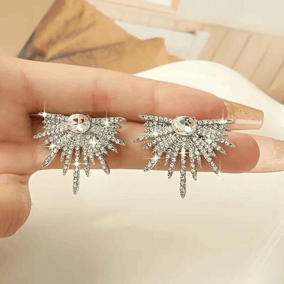 Diamond Starburst Stud Earrings - Picture 2 of 6